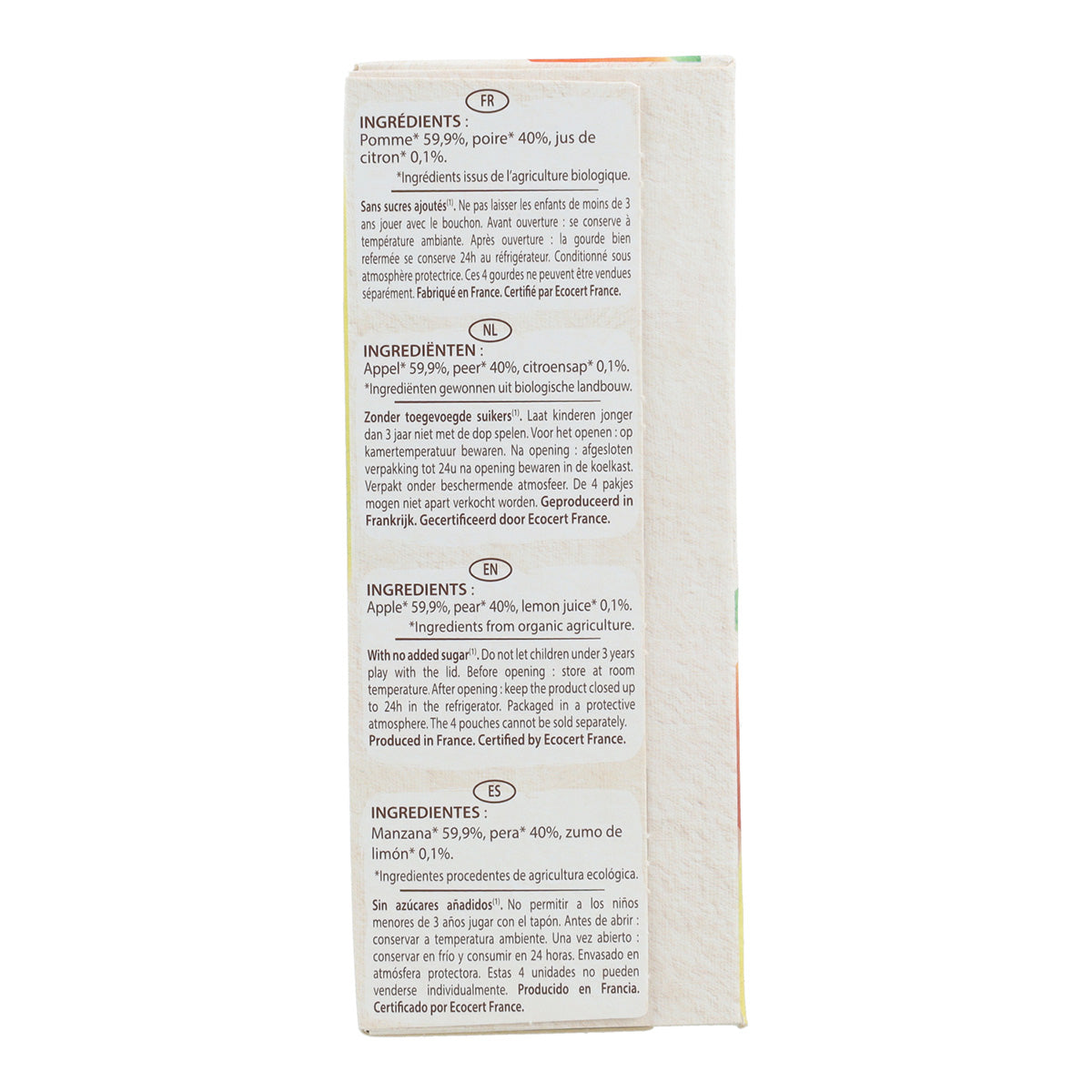 4er-Pack Apfel- und Birnen-Beutel Cool Fruits Vitabio 90 g