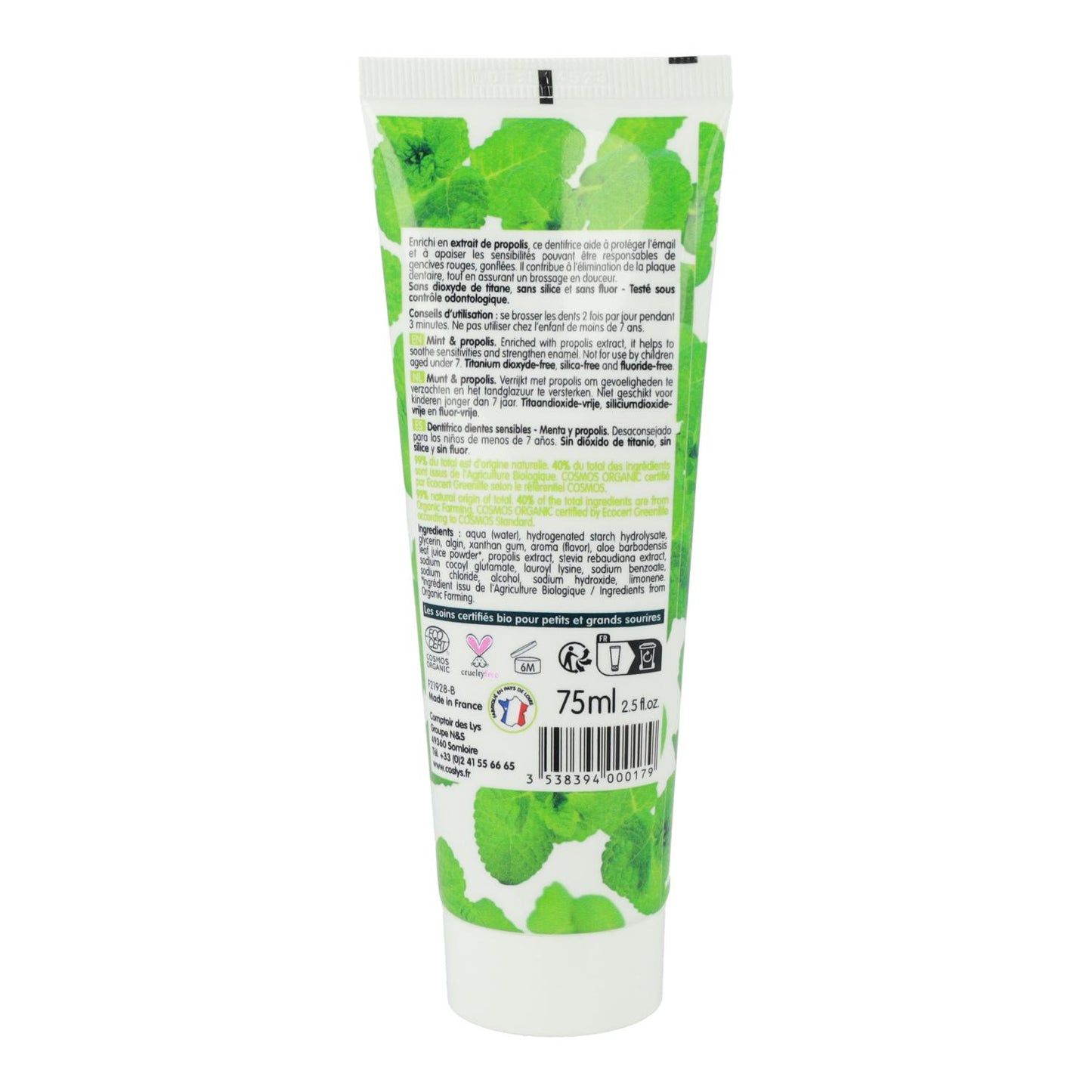 Dentifrice pour dents et gencives sensibles Coslys 75 ml