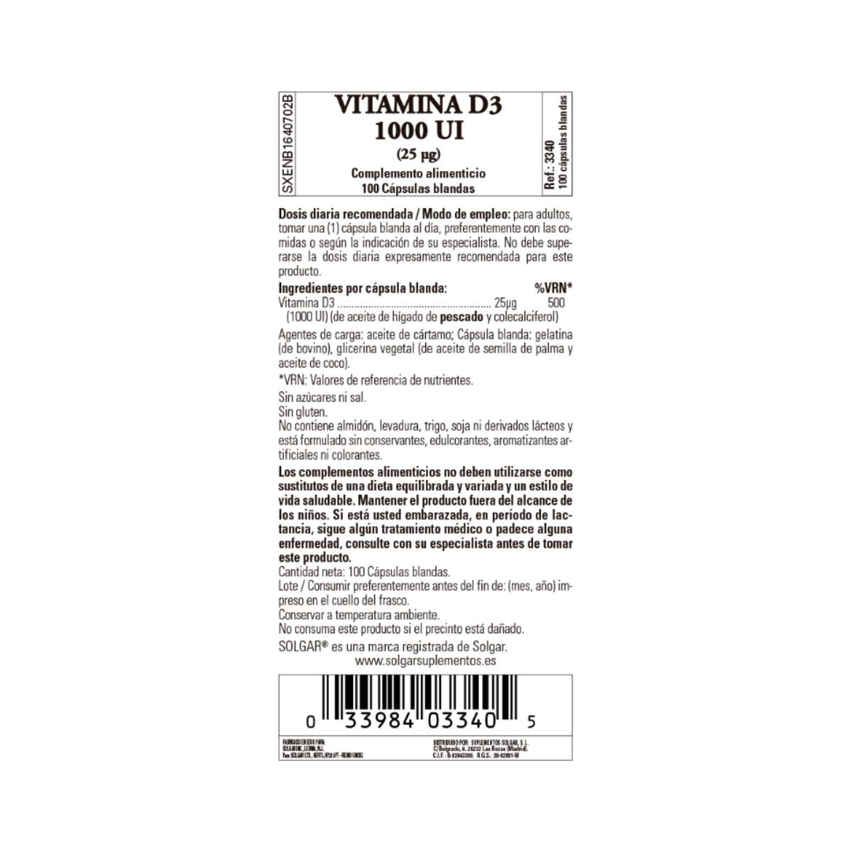 Vitamin D3 1000 IE, 100 Kapseln à 25 μg