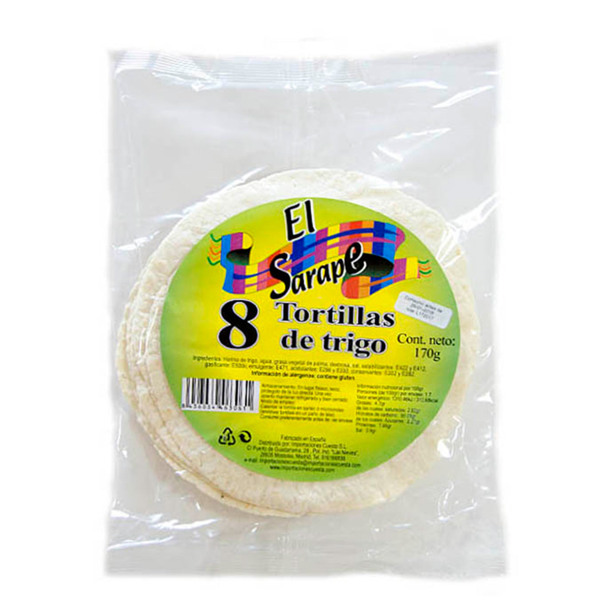 Tortillas di grano 15 cm (8 pezzi) (formato negozio) El Sarape 170 g