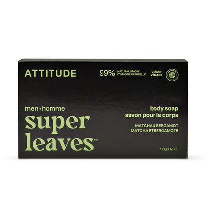 Savon solide pour le corps Super leaves men Matcha & Bergamote 113 g