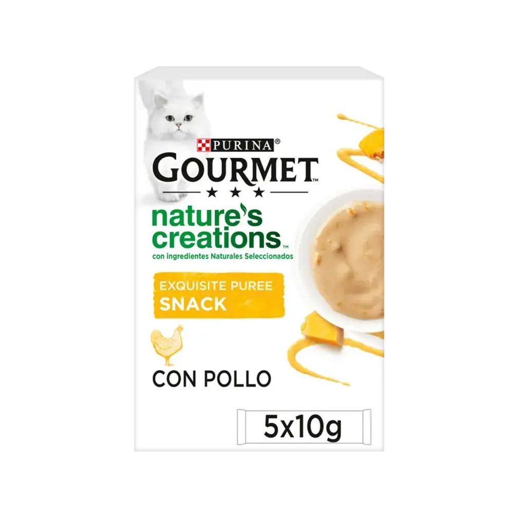 Pack 11 x GOURMET Nature's Creations Exquisito Purée Snack Liquide au poulet et à la citrouille 5x10g