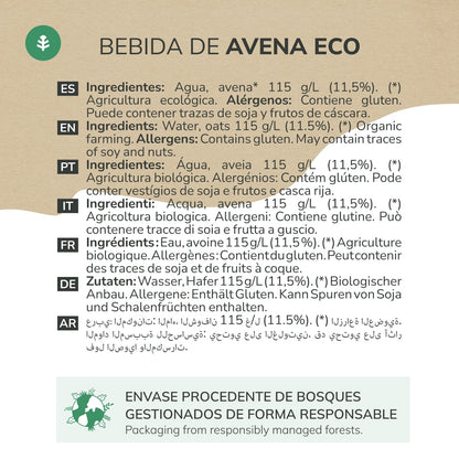 Bebida de Avena ECO Planeta Huerto 1L