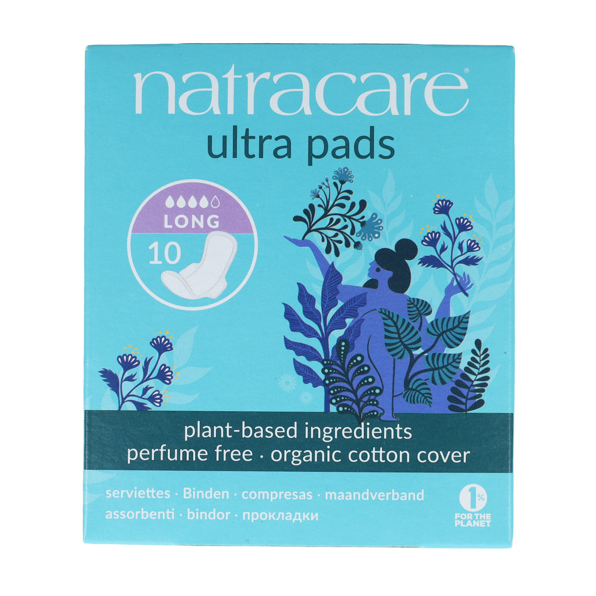 Natracare Organic Long Sanitary Pads with Wings, 10 pcs