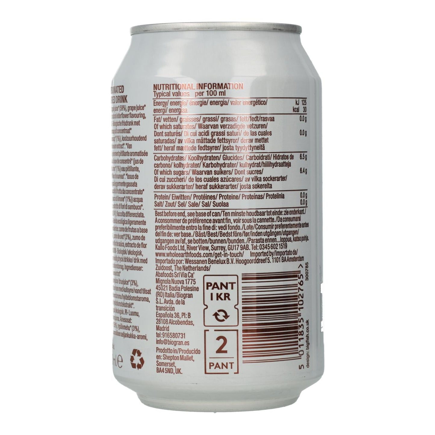 Ekologisk fläderläsk Whole Earth 330 ml