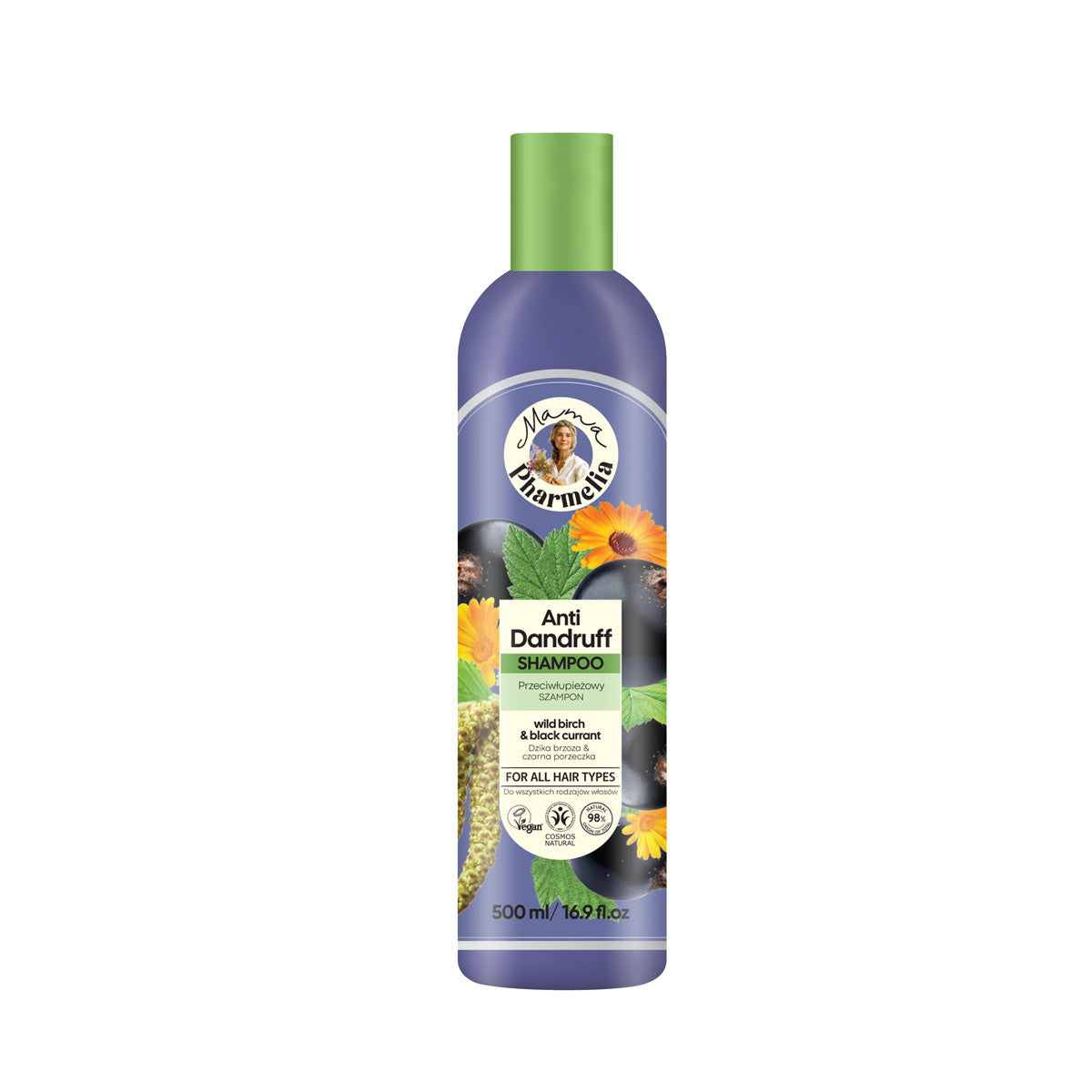 Anti-Schuppen-Shampoo mit Wildbirke und schwarzer Johannisbeere, Mama Pharmelia, 500 ml