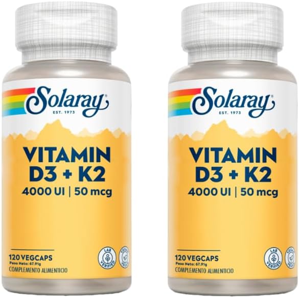 2-pack Vitamin D3 & K2 (Mk7) 120 kapslar Solaray