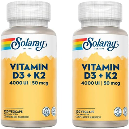 2-pack Vitamin D3 & K2 (Mk7) 120 kapslar Solaray