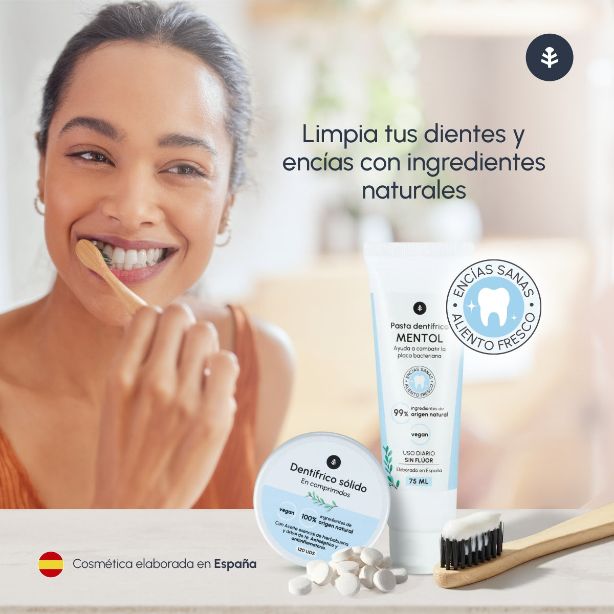 Fluoridevrije vaste tandpasta Planeta Huerto 120 tabletten