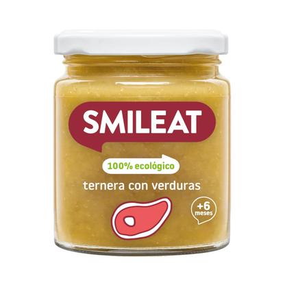 12-pack burkar med ekologisk kalvkött och grönsaker +6 månader Smileat 230 g