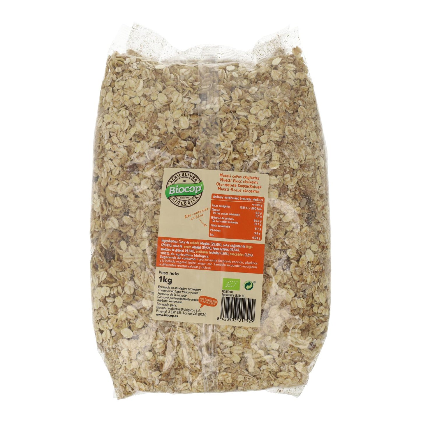 Muesli met knapperige vlokken Biocop 1 kg