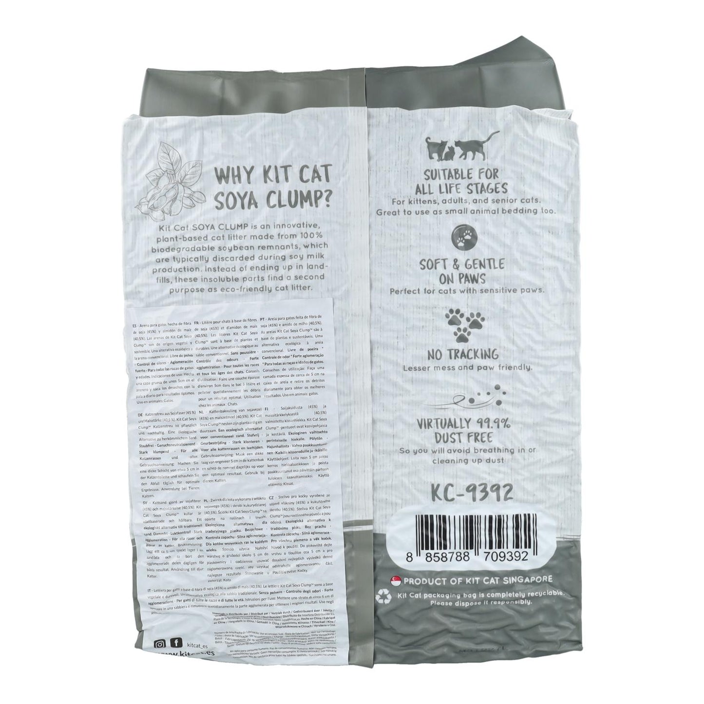 Kit Cat Arena Eco SoyaClump - Charcoal 7 L Kattenbakvulling