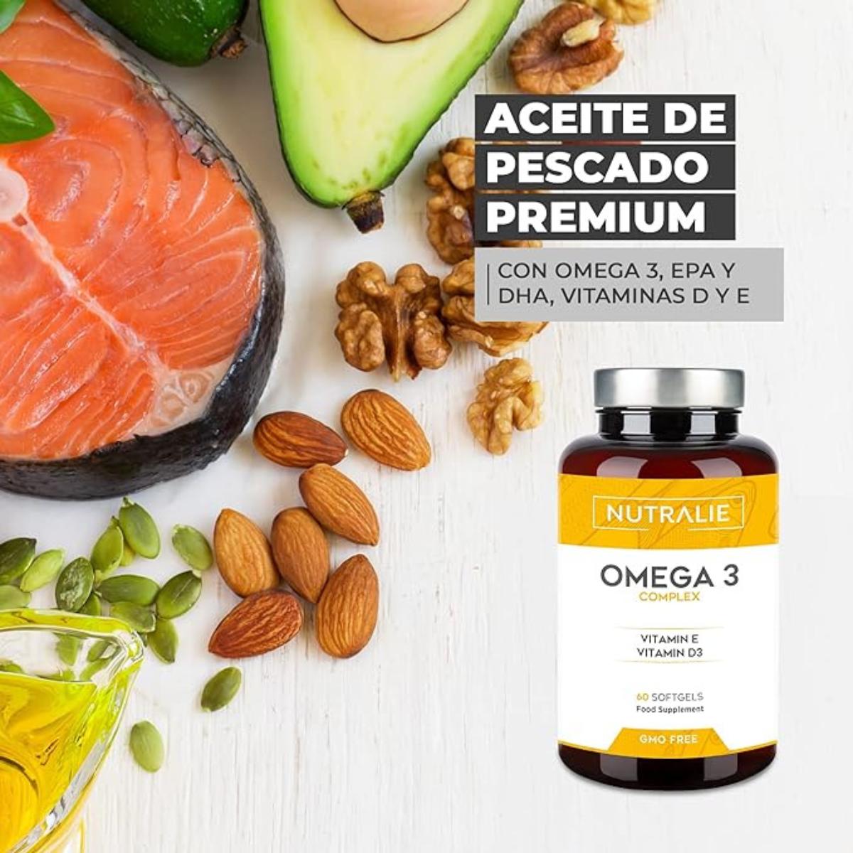 Omega 3 Complex 2000 mg + witamina E i D3 DHA EPA Nutralie 60 kapsułek