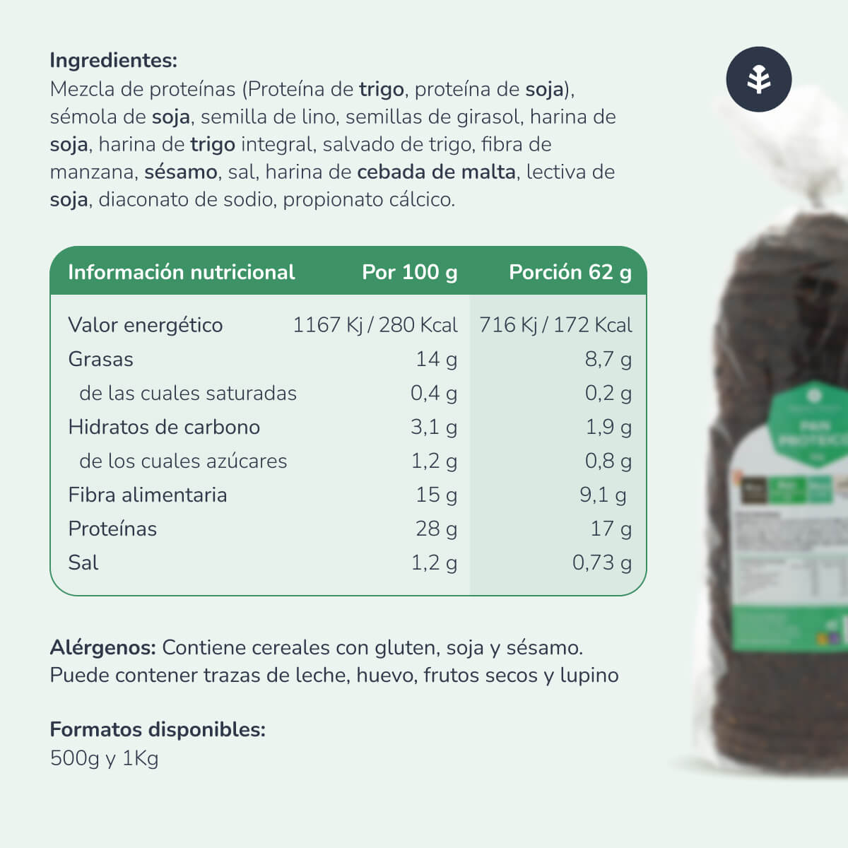 Pain protéiné Planeta Huerto 1 kg