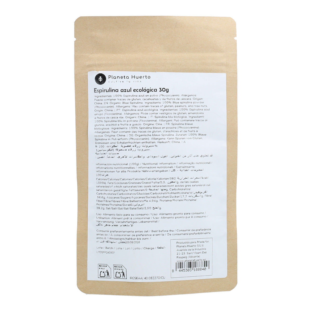 Spiruline Bleue Planeta Huerto 30gr