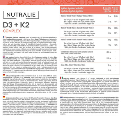 Nutralie Vitamine D3+K2 Complex 10000 UI + Vitamine C 60 gélules