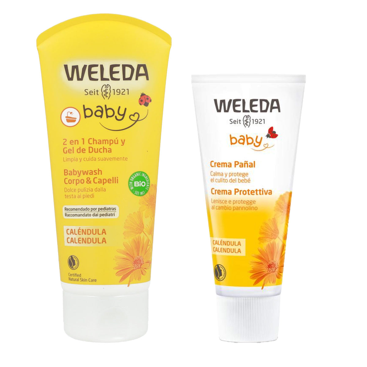 Confezione shampoo gel doccia 200 ml + crema per il cambio Weleda 75 ml