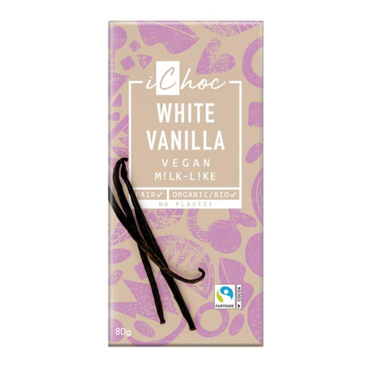 Veganistische witte chocolade met bourbonvanille ichoc 80 g