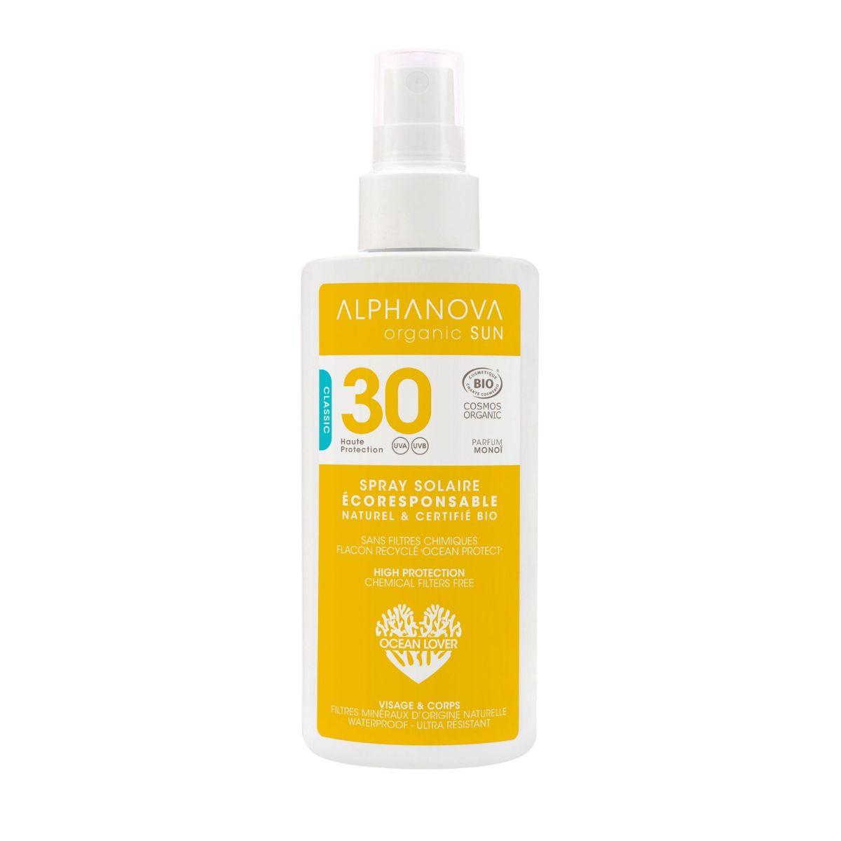 Krem przeciwsłoneczny SPF30 w sprayu Alphanova 125 g. Bio