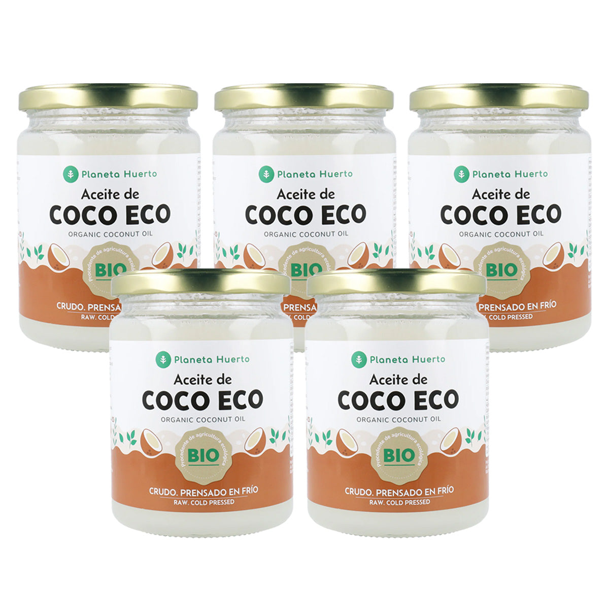 5er-Pack Bio-Kokosöl Planeta Huerto 430 ml