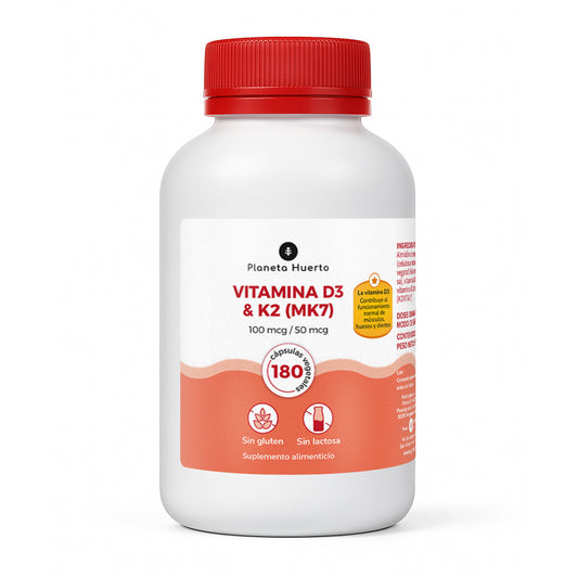 Vitamina D3 e K2 Mk7 Planeta Huerto 180 Capsule