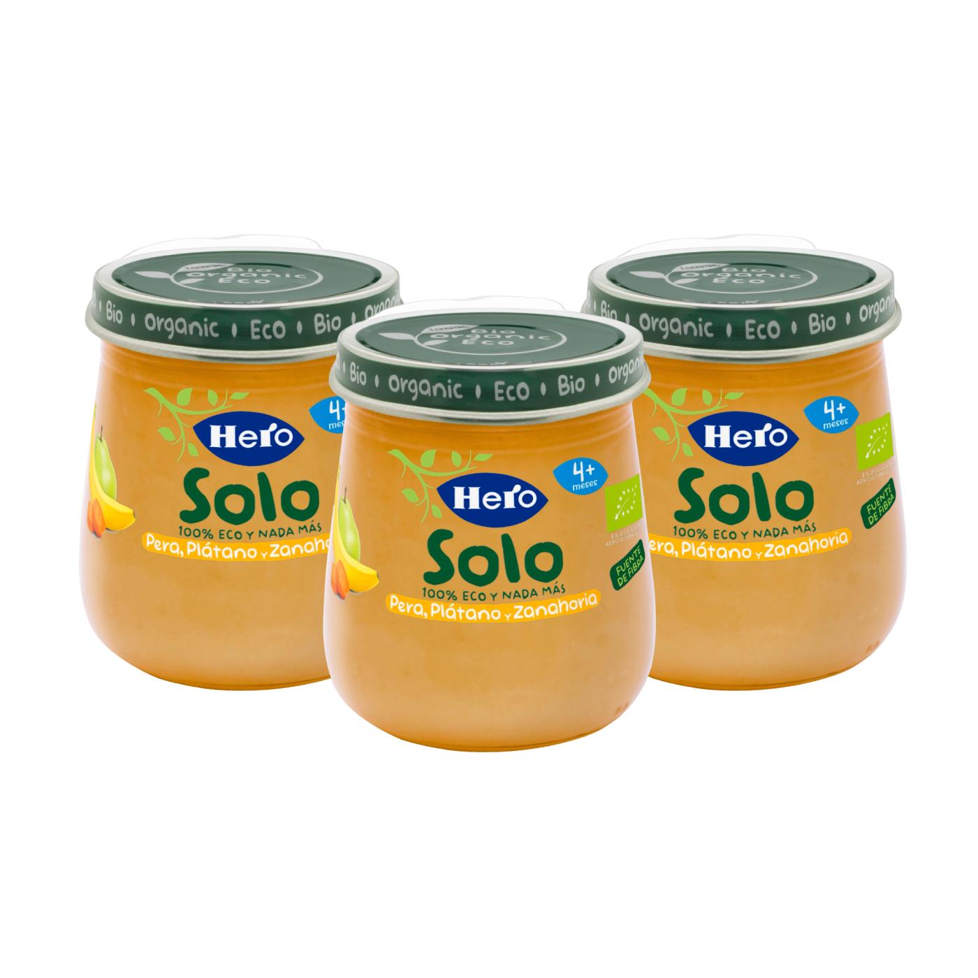 PACK X3 petits pots poire, banane et carotte Eco 120 g-Hero Solo