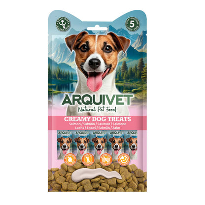 Snack liquide crémeux au saumon pour chien Arquivet (5 sachets de 15 g)