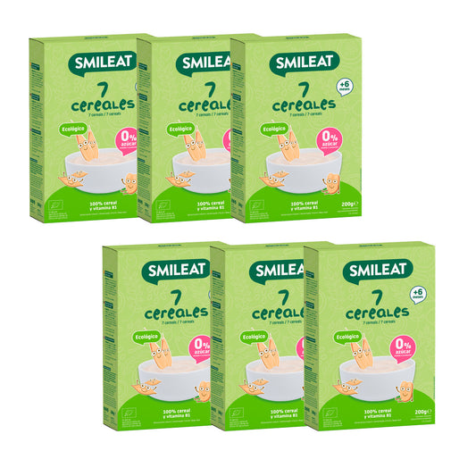 Confezione da 6 pappe ai 7 cereali Eco Smileat 200 g