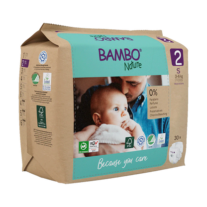Pakket 6 x Bambo Nature luiers T2 (3-6 kg) 30 stuks
