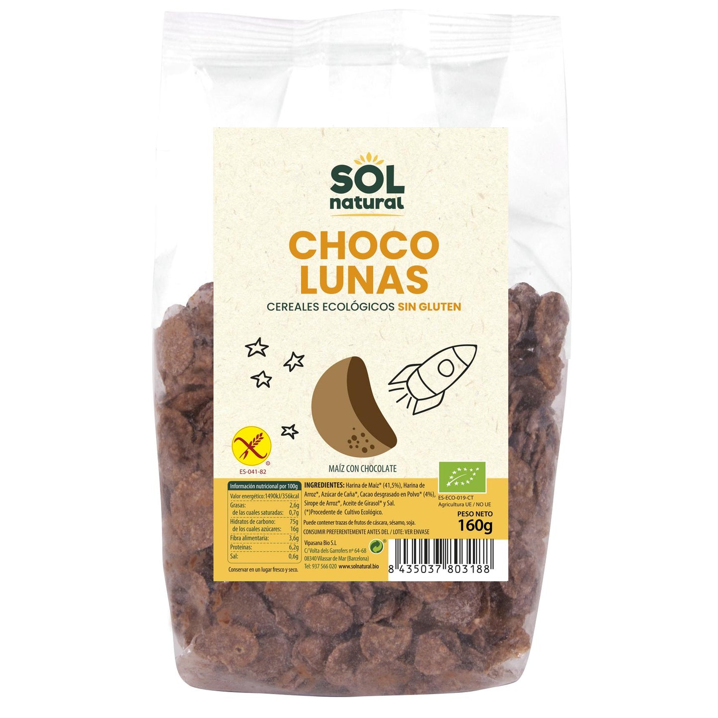 Céréales Choco Lunas sans gluten bio Sol Natural 160 g