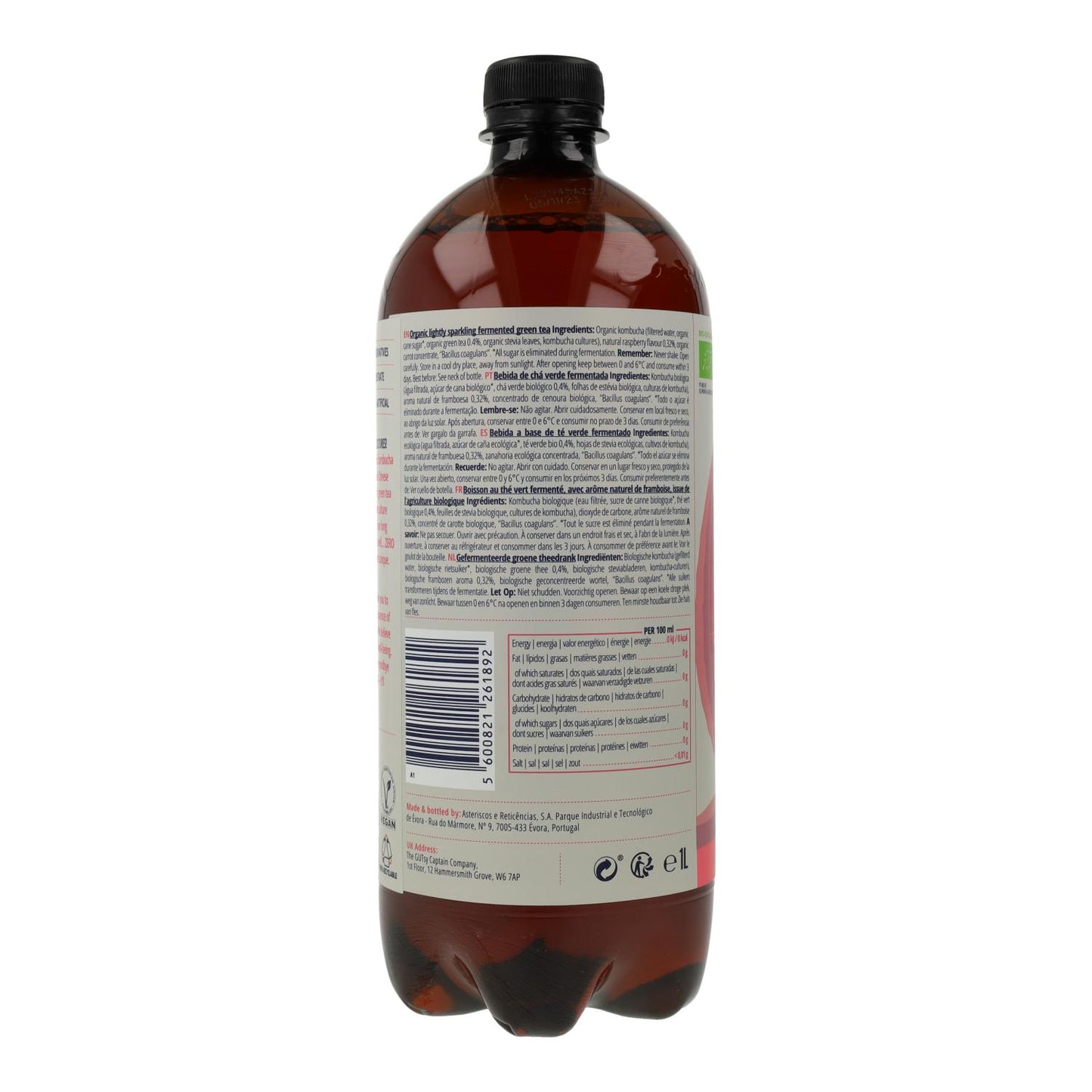 Pakket 6x Kombucha Zero Framboos Bio 1 L