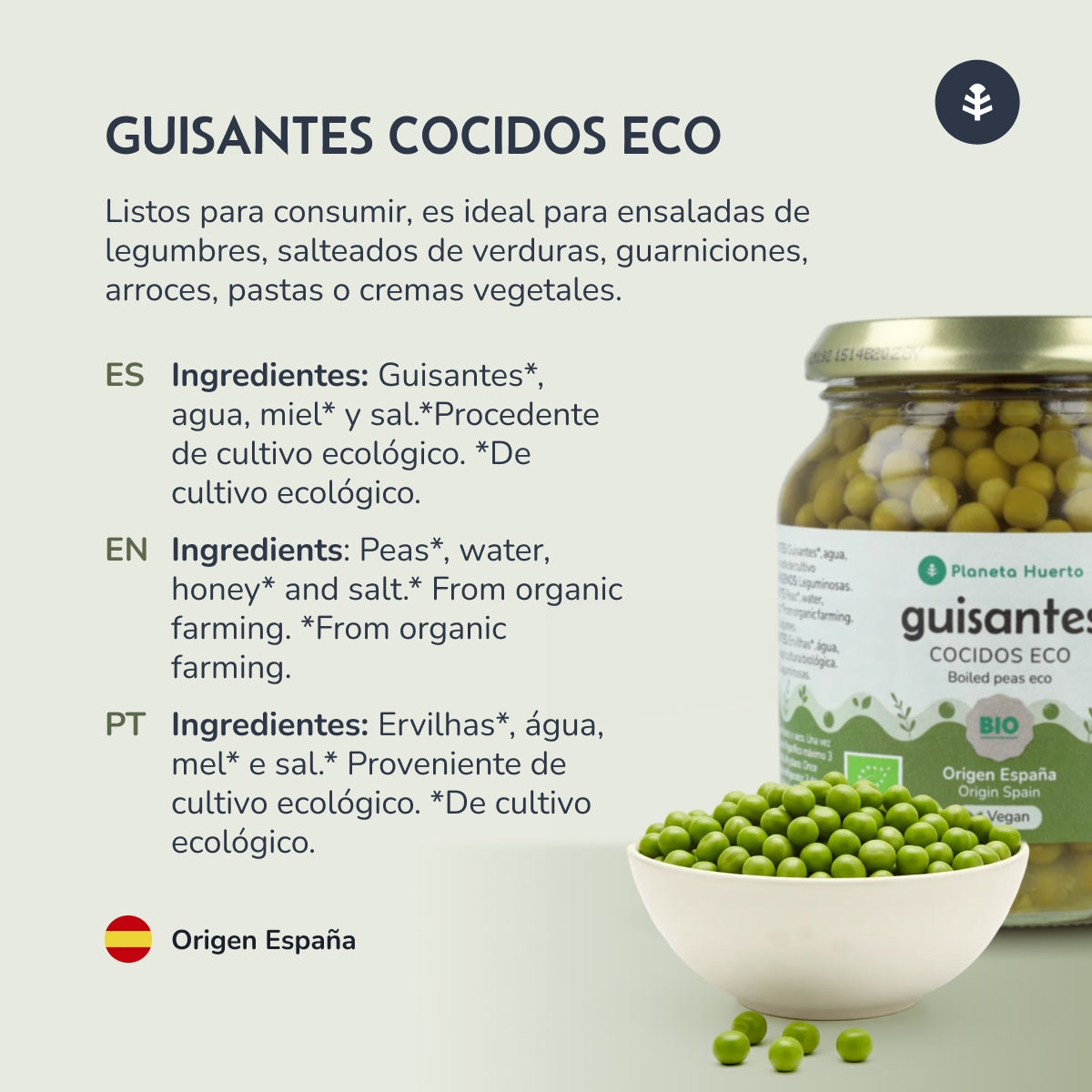Guisantes ECO Planeta Huerto 320 g