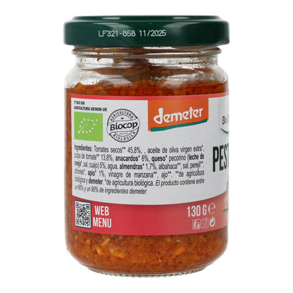 Pesto Rosso de Tomates Secos con Pecorino y Almendras Bio Demeter Organica Italia 130 gr