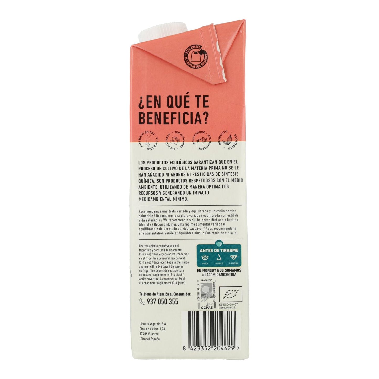 Bebida BIO de Avena 0% azúcares Monsoy 1 L