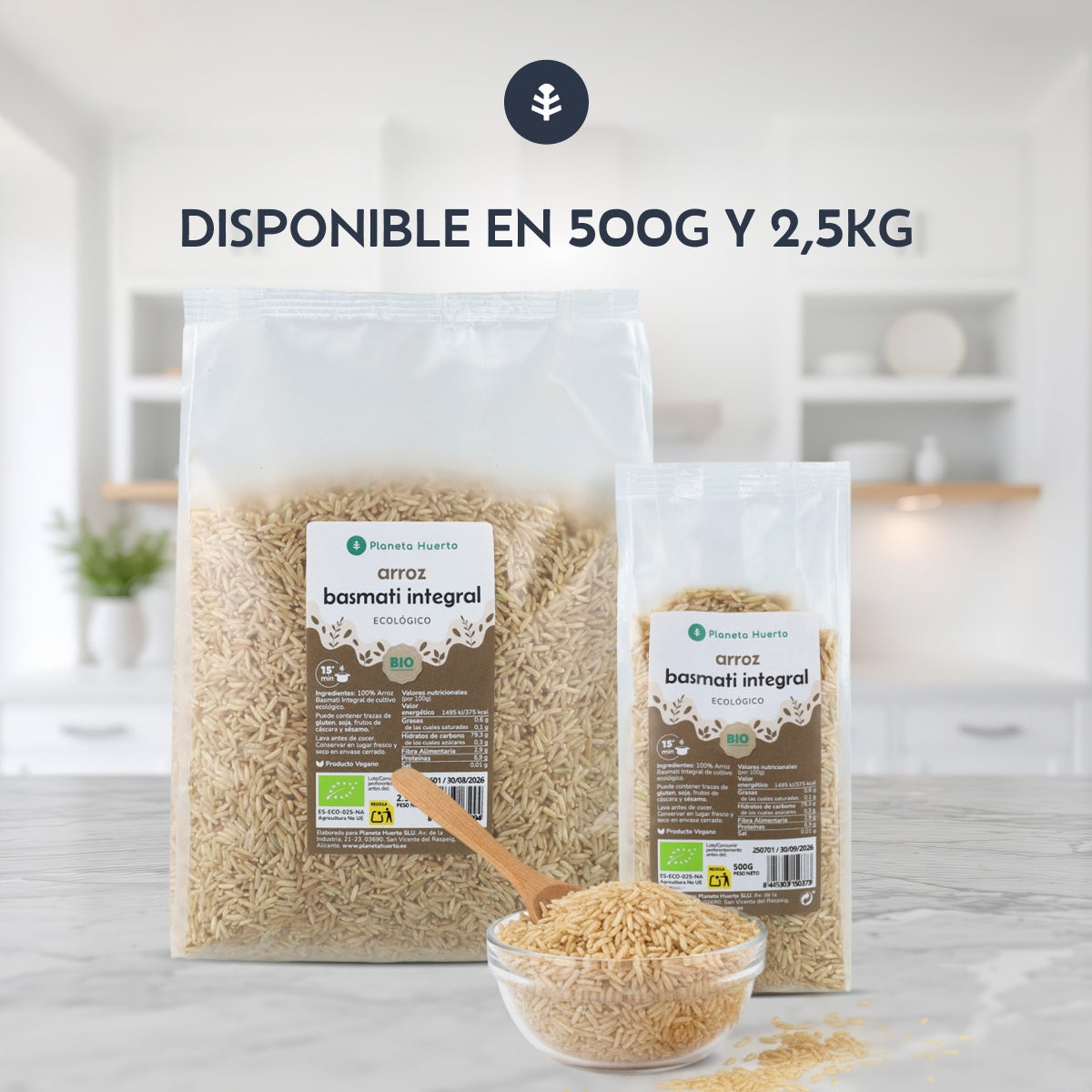 Bruine Basmatirijst ECO Planeta Huerto 2,5 kg