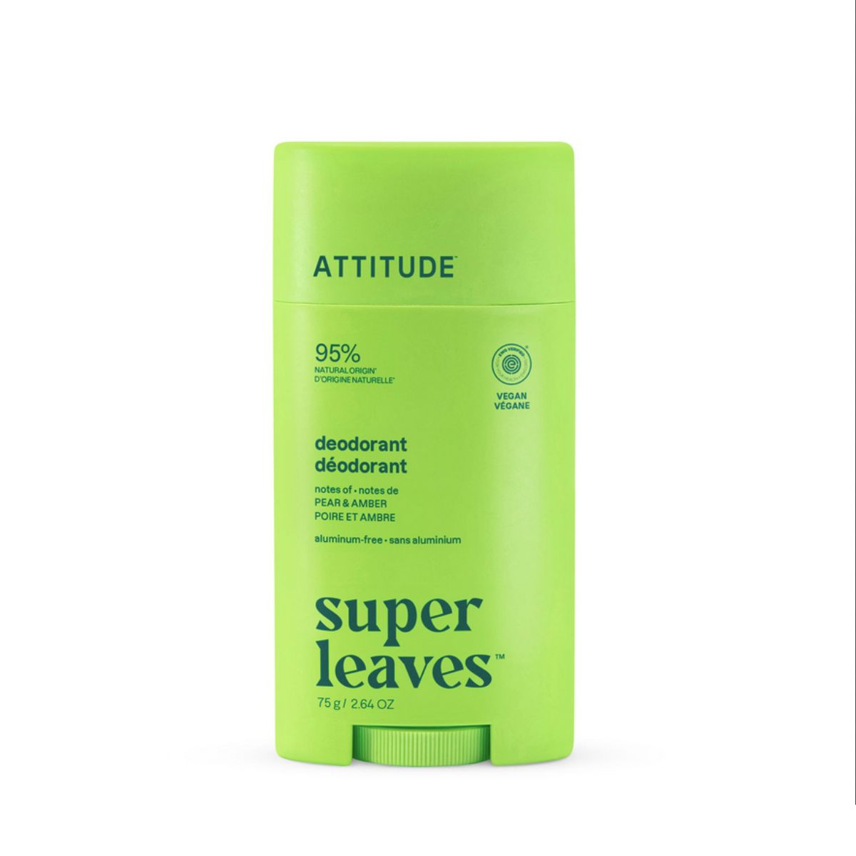 Déodorant Super leaves - Poire et ambre twist and glide, Attitude, 75 g