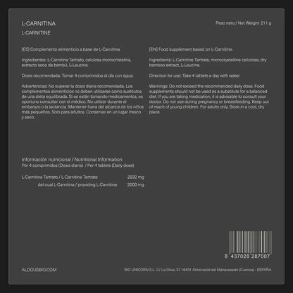 L Carnitine 2000 mg Aldous Bio 200 tablets