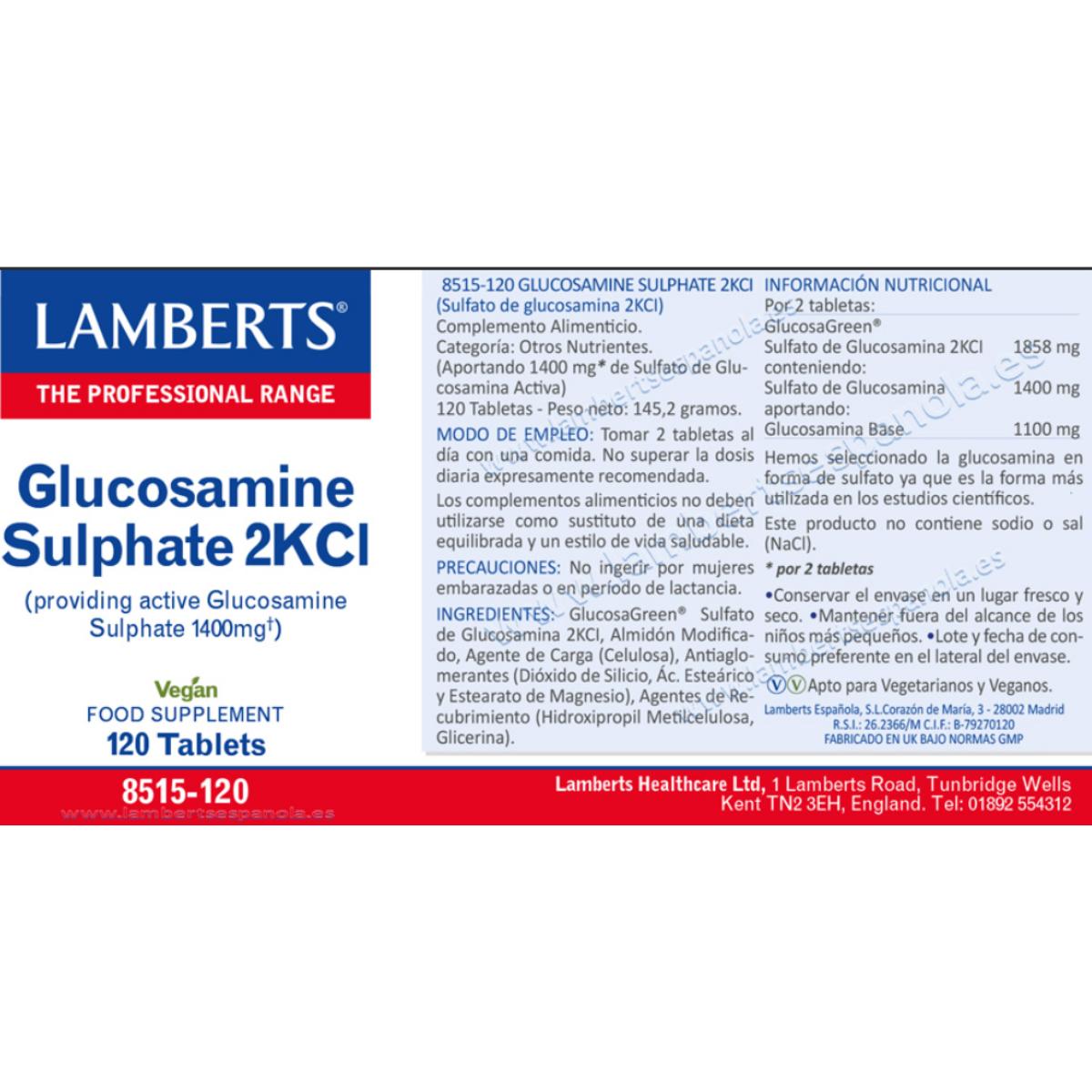 Glucosamine Sulphate 2KCl 1400 mg Lamberts 120 tablets