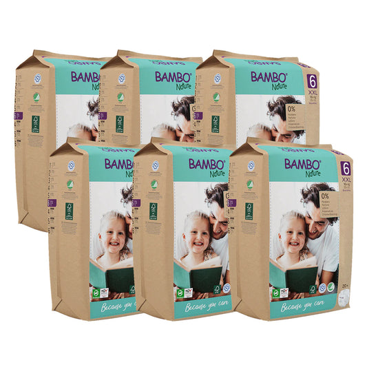 Bambo Nature Baby Nappies Size 6-16+kg (Pack of 6 x 20 units)