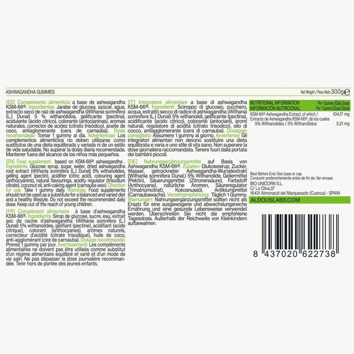 Ashwagandha in caramelle gommose al gusto di ciliegia Aldous Bio 120 caramelle gommose