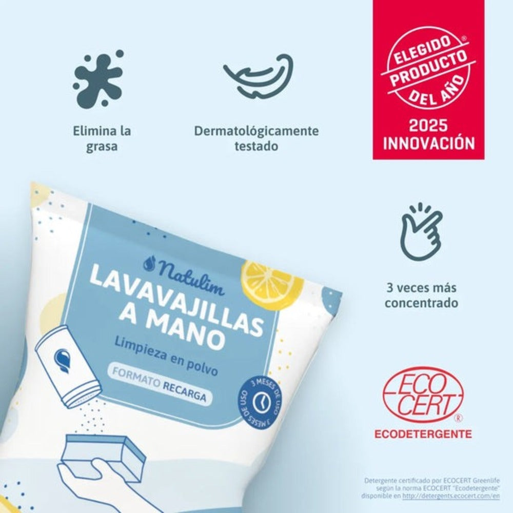 Natulim Lemon Hand Dishwashing Powder Pack (bottle + refill)