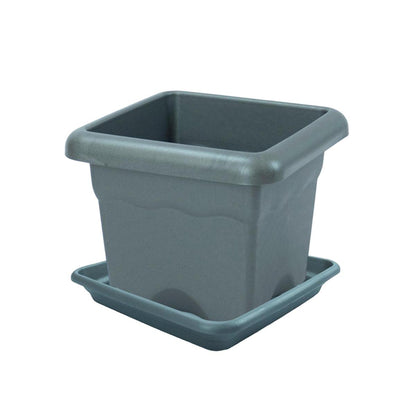 Terra square pot with anthracite saucer, 33 x 33 x 27 cm