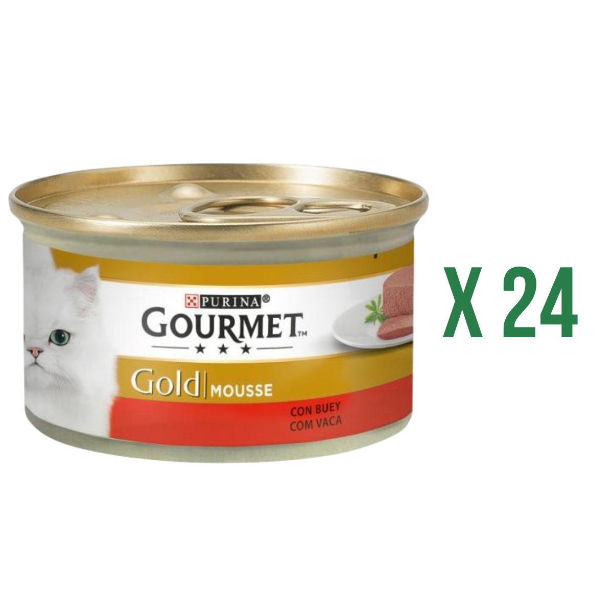 Pack 24 x GOURMET GOLD Mousse Nourriture humide Bœuf 85 g