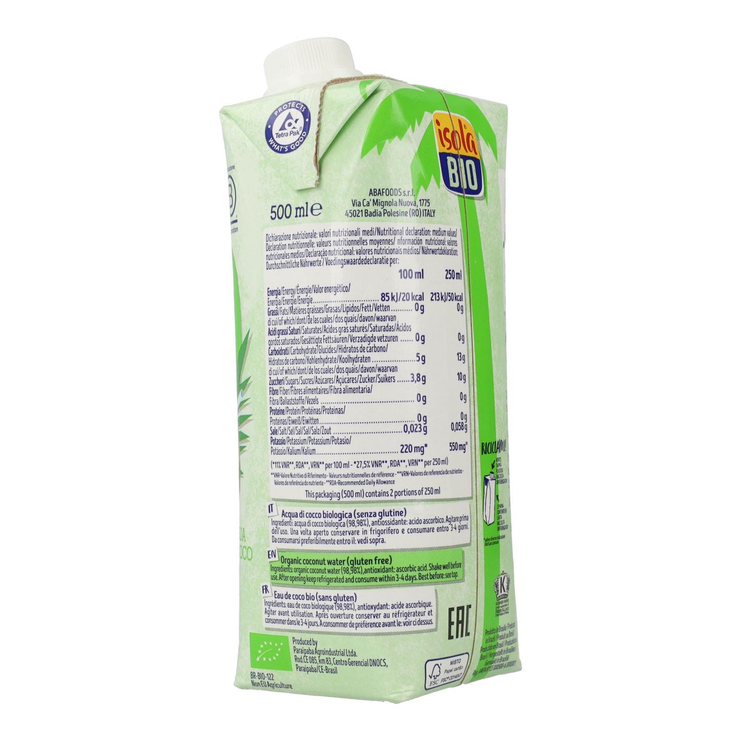Biologische kokoswater Isola Bio 500 ml