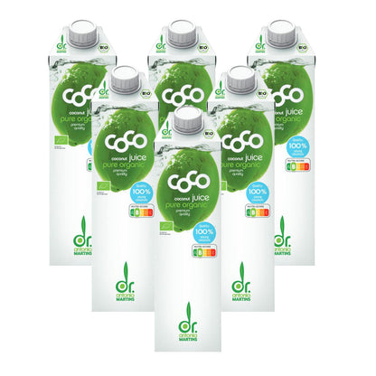 Confezione da 6 bottiglie di acqua di cocco naturale Dr. Martins 1 L