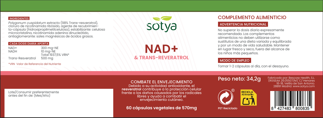 NAD Trans Resveratrol Sotya 60 capsules