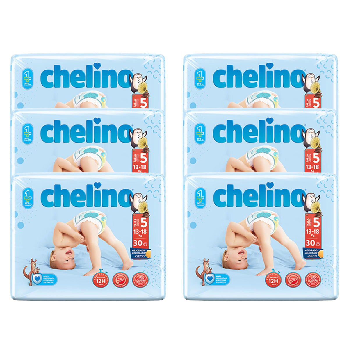 Pakket 6 x Pasitos T5-luiers (13-18 kg) 30 stuks, Chelino