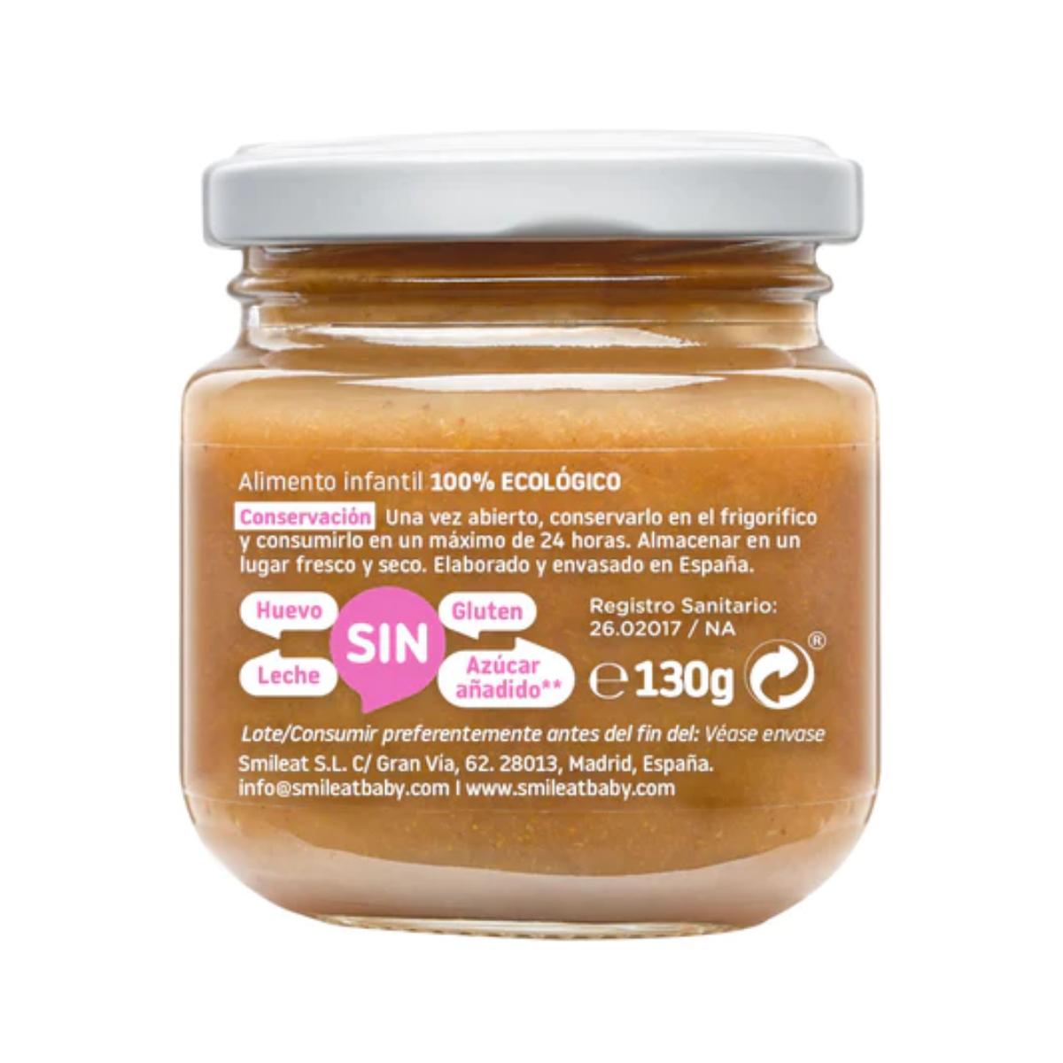 AKTION 3x Gläschen mit Himbeeren und Pfirsichen aus biologischem Anbau Smileat, 130 g