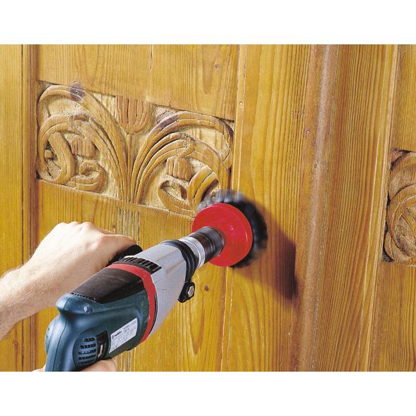 Wolfcraft 2713000 - 1 brosse à polir à poils doux, tige ronde Ø 6 mm Ø 80 mm