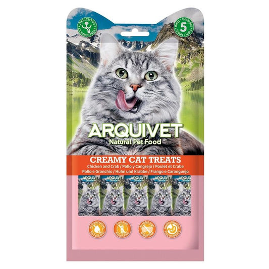 Creamy Cat Treats Cremiger Snack mit Lachs und Garnelen Arquivet 5x14 g